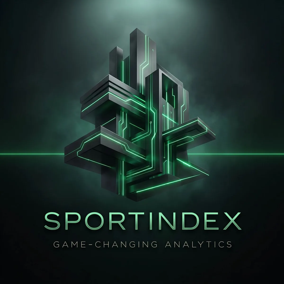 SPORTINDEX — monolith with circuit-pattern light trails